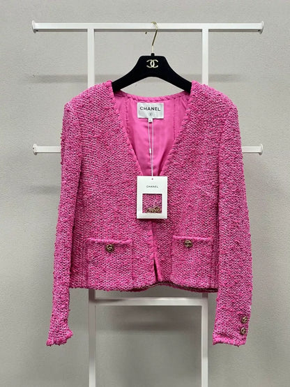 Chanel 21 pink tweed jacket
