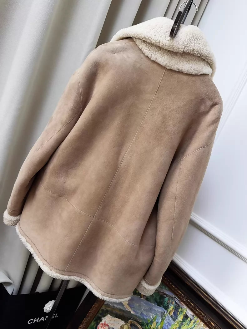 Dior khaki reversible shearling coat