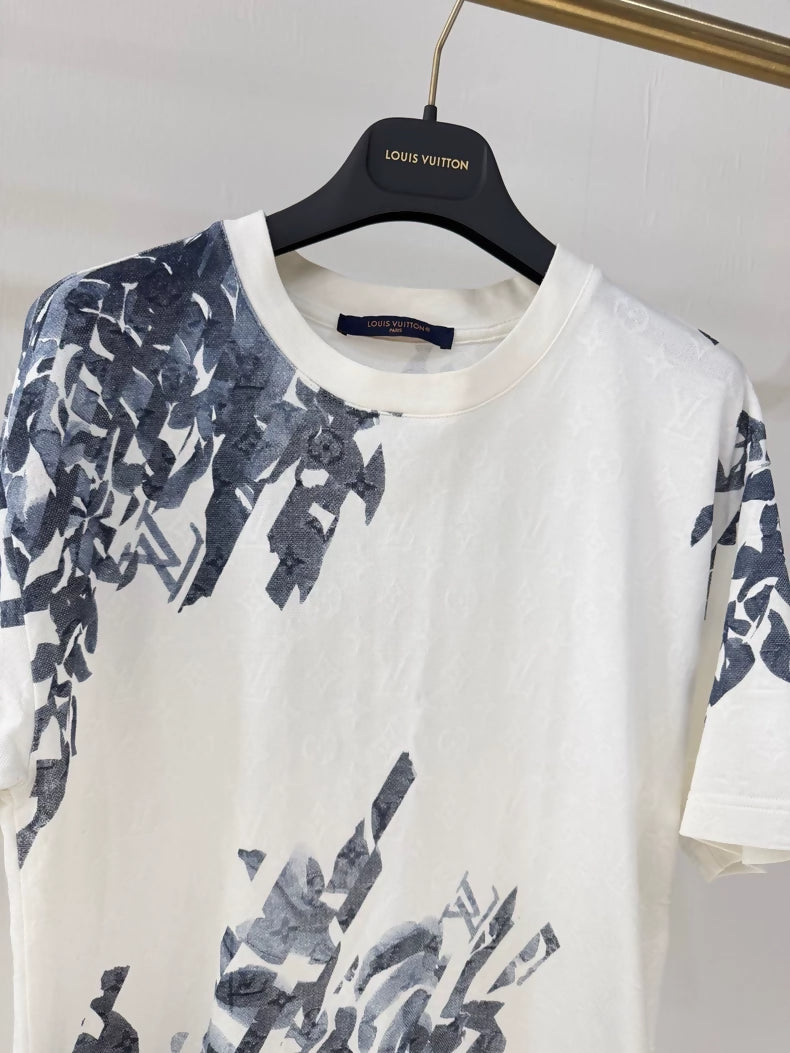 Louis Vuitton blue and white monogram print T-shirt