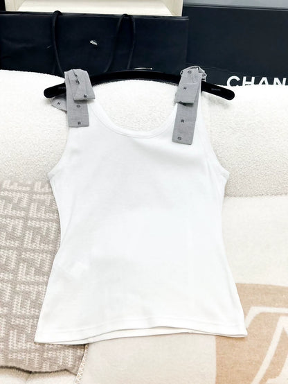 Chanel 23P White top with bows