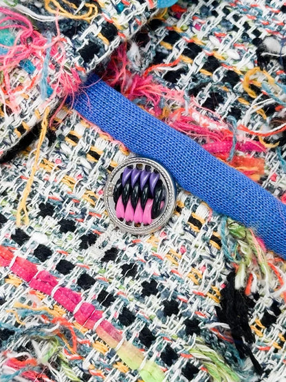 Chanel 17S Colourful Tassel Blue tweed Jacket