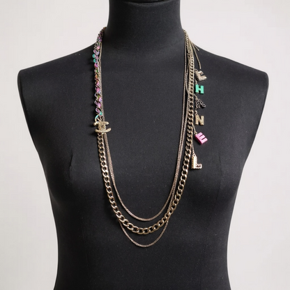 Chanel 17P Charms 
Chains Letters Multicolor Necklace Belt