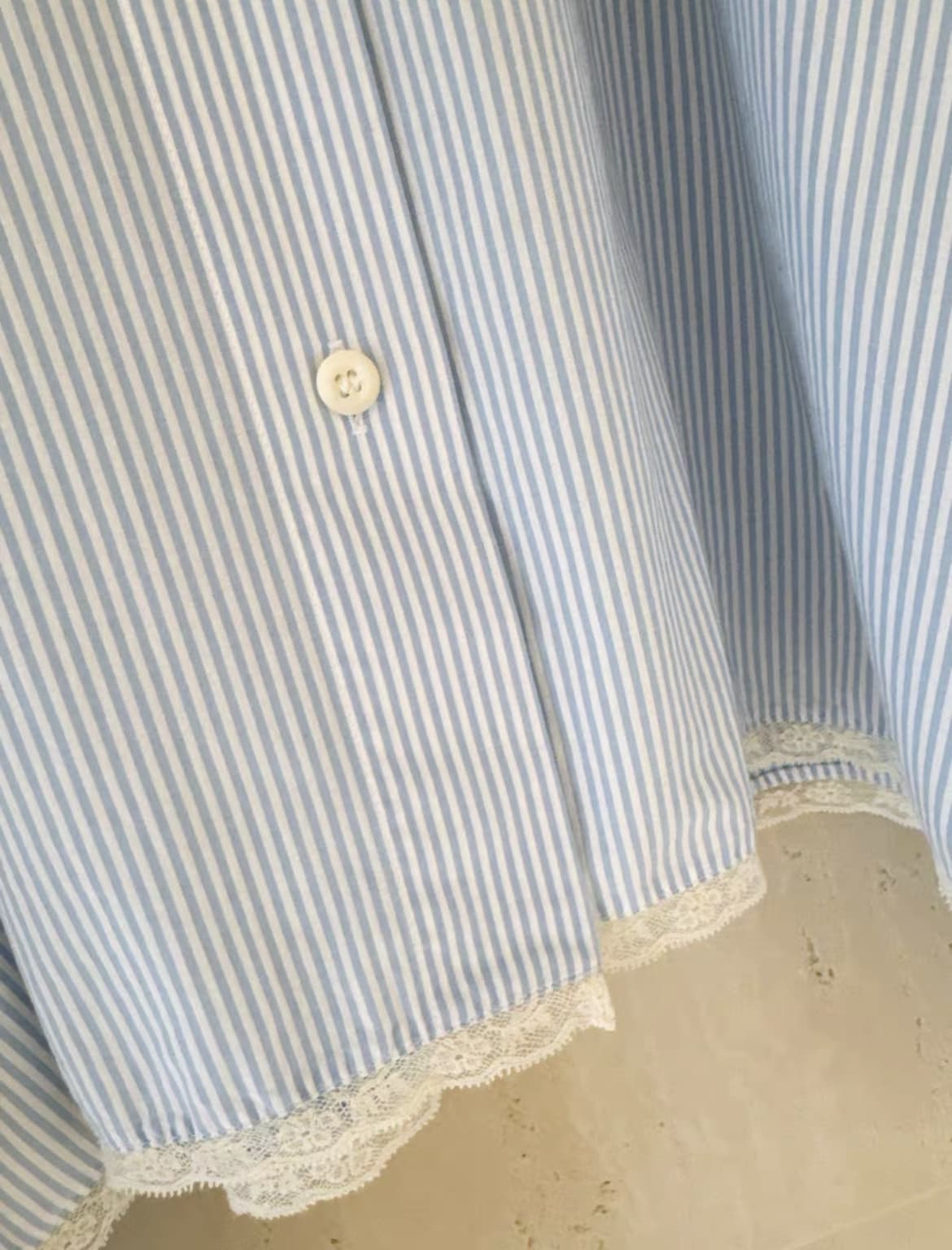 Miu Miu new blue and white lace striped shirt size 40