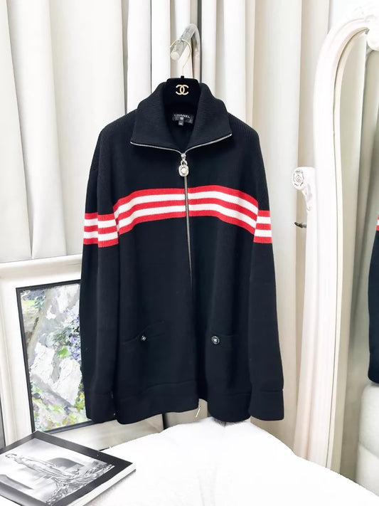Chanel 24A Black and Red Cardigan