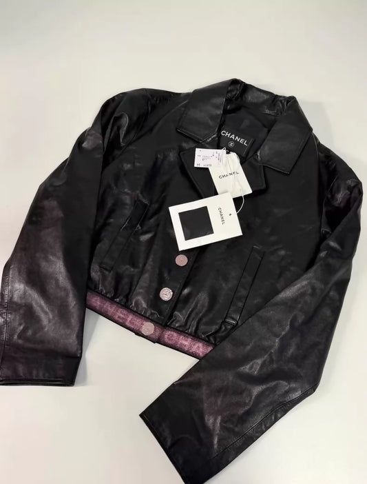 Chanel 24C Black and Pink Leather Jacket