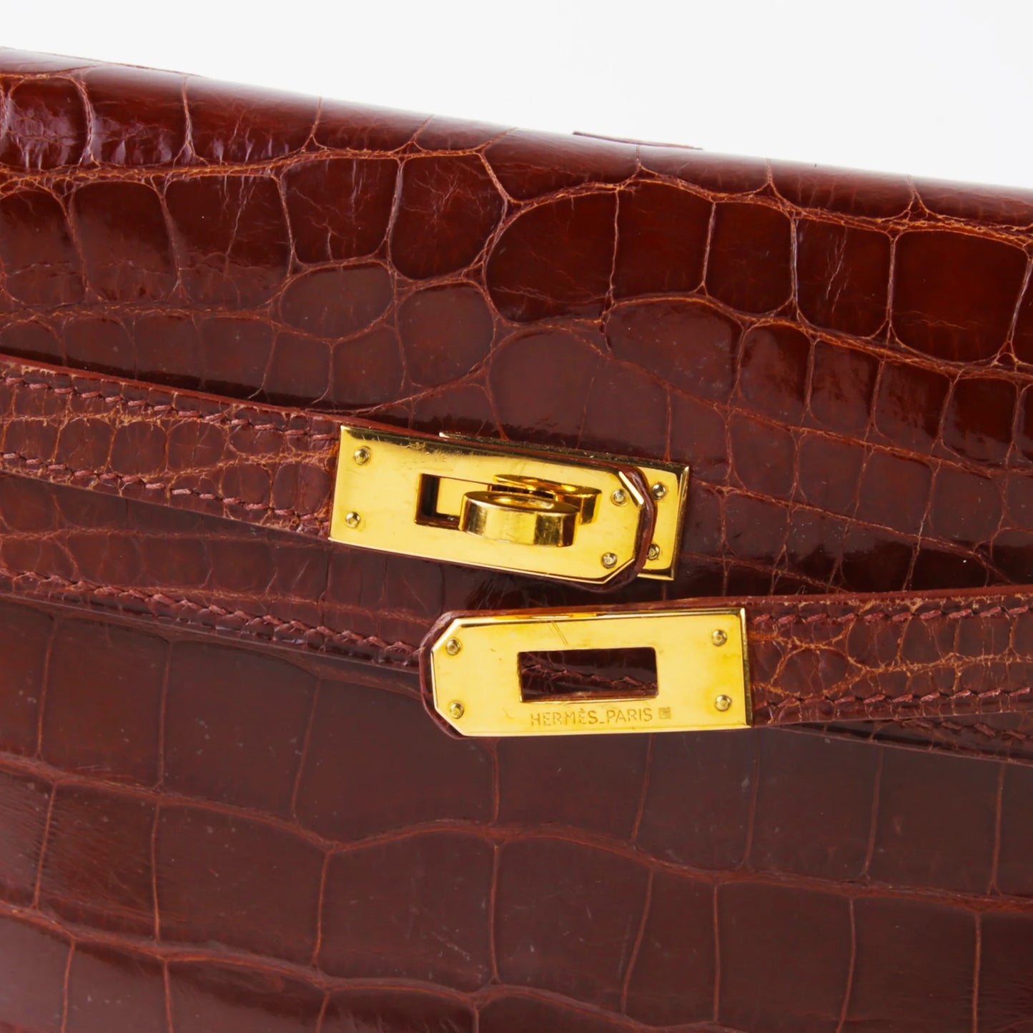 HERMÈS Kelly Ado PM Miel Shiny Alligator Gold hardware