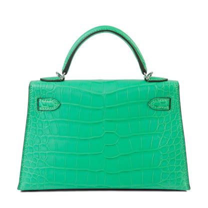 Hermes Mini Kelly 20 Vert Comics Matte Alligator Palladium hardware