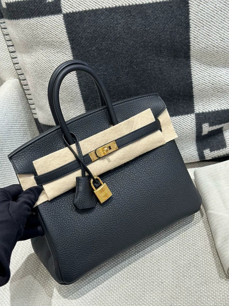 Hermes Birkin 25 black togo leather gold hardware