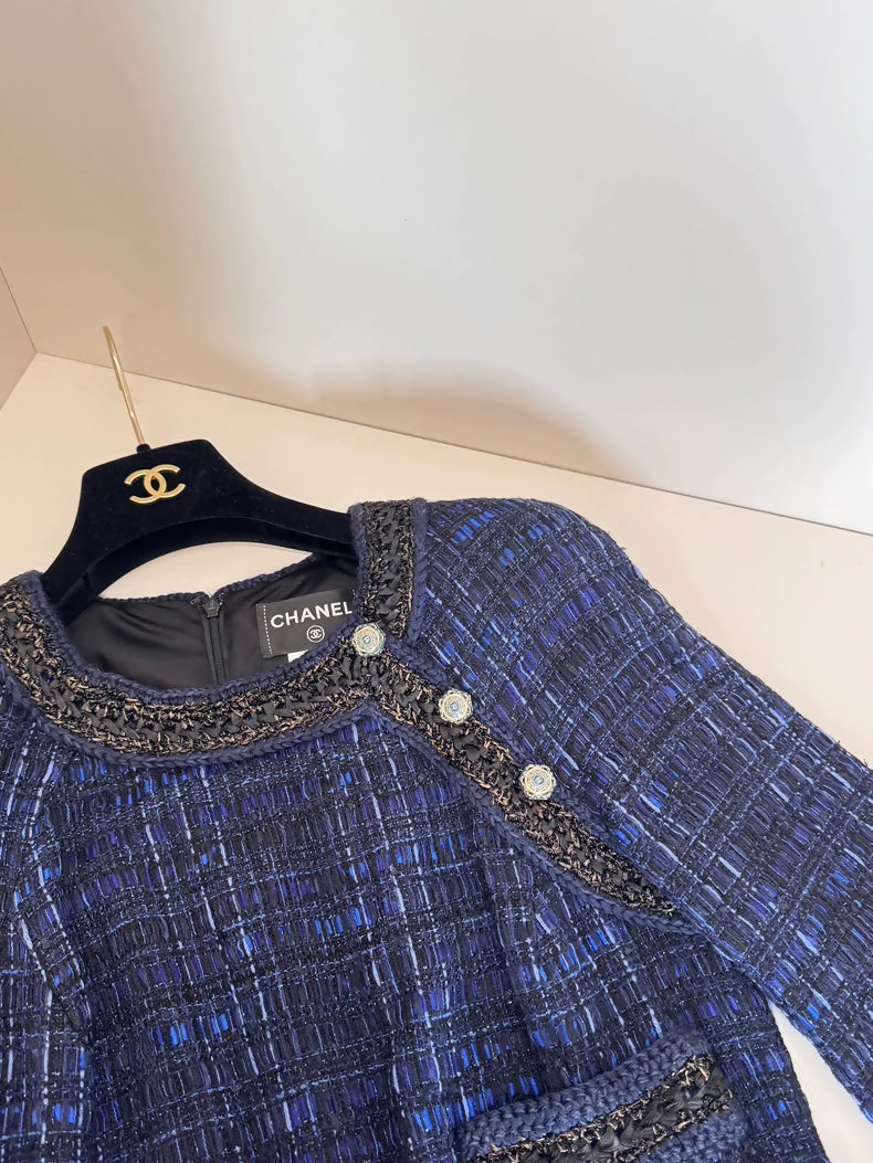 Chanel 10A Shanghai Collection Blue Tweed Dress