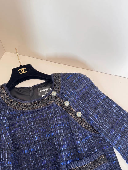Chanel 10A Shanghai Collection Blue Tweed Dress