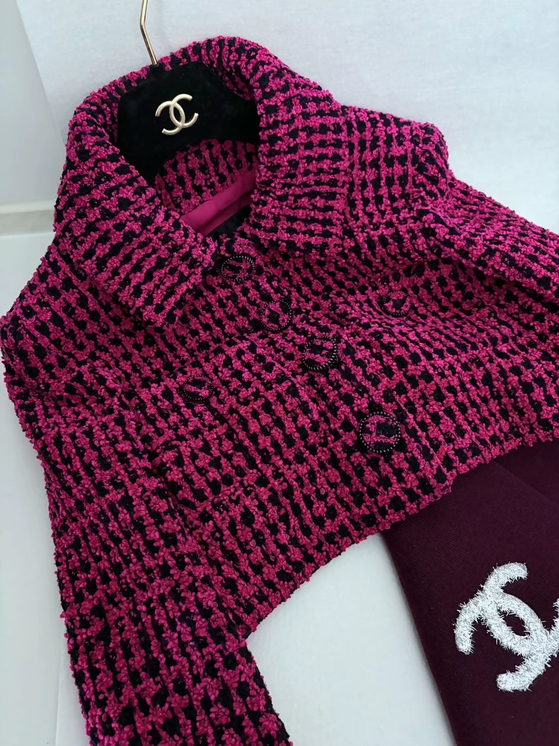 Chanel 16K Fuchsia Houndstooth Jacket