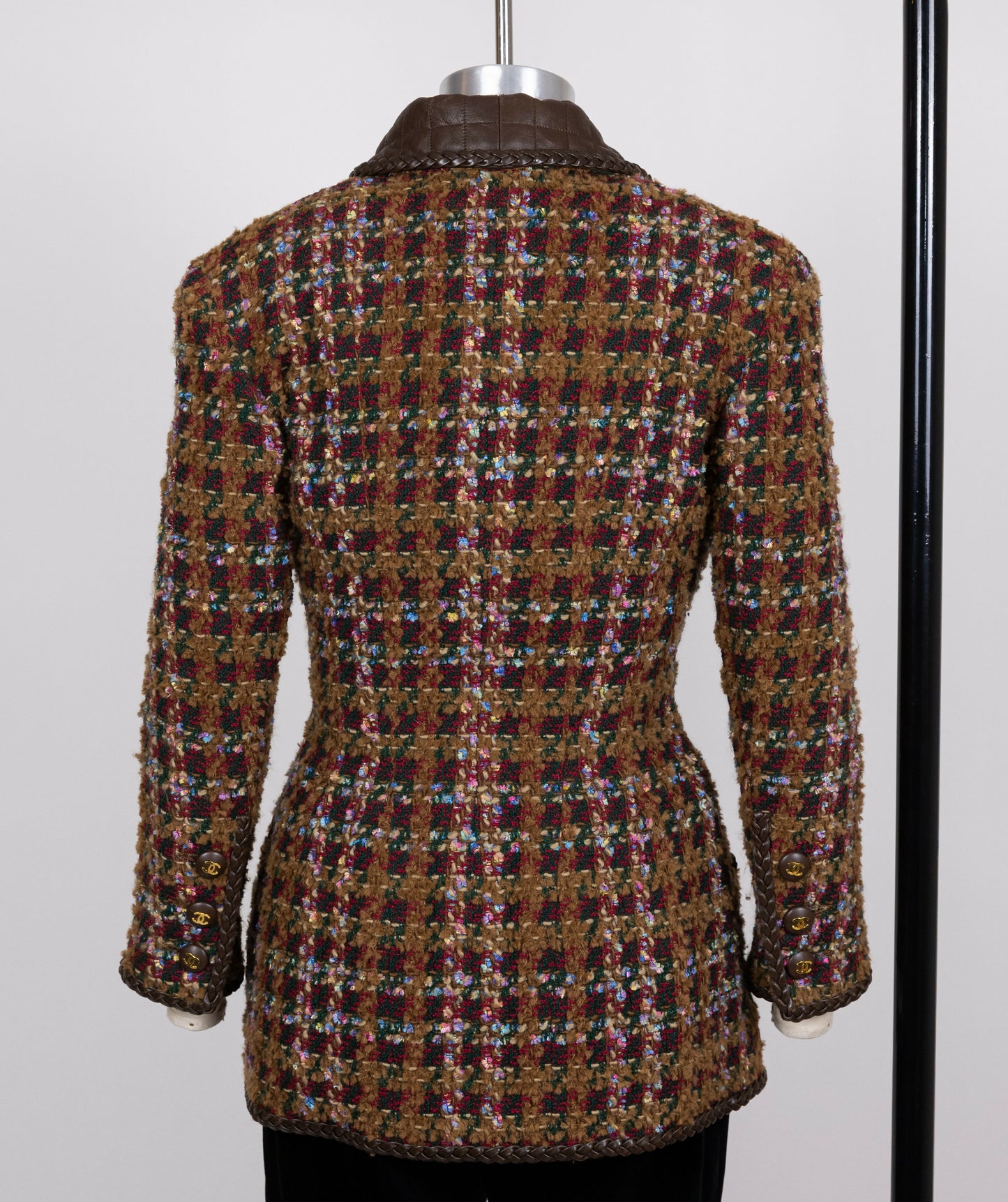 Chanel 1992 Spring/Summer Vintage Brown Tweed and Leather Jacket