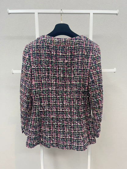Chanel 19 pink green 
black tweed jacket