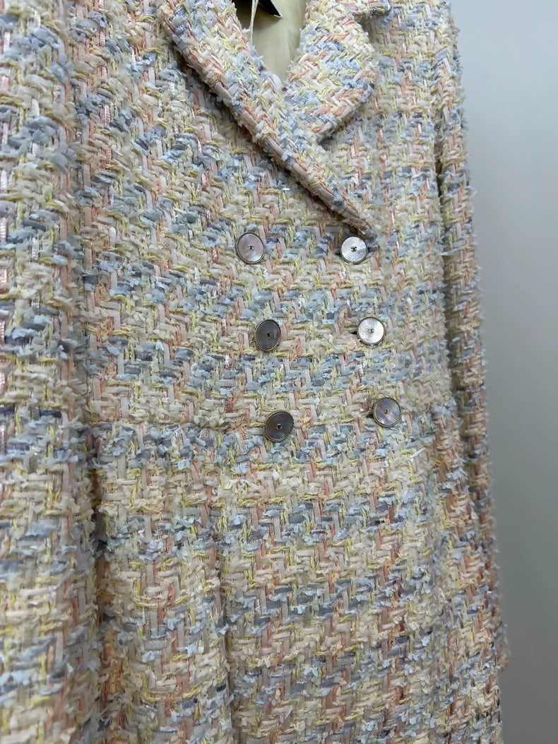 Chanel 25P mixed-color woven double-breasted dress