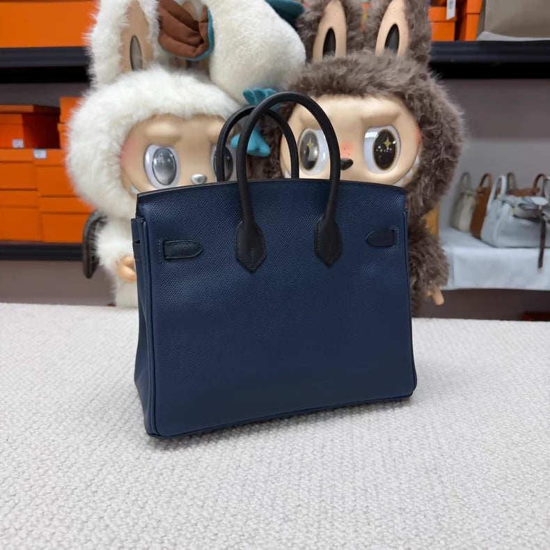 Hermes Birkin 25 blue/black Epsom leather palladium hardware