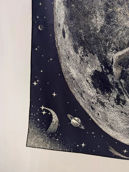 Hermes Limited Edition Deep Blue Moon Silk Scarf