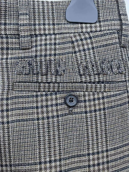 Miu Miu plaid logo patch wool slim straight leg pants