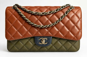 Chanel 13A Edinburgh TriColor Quilted Lambskin Jumbo Classic Double Flap Bag