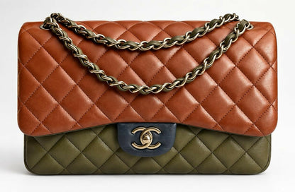 Chanel 13A Edinburgh TriColor Quilted Lambskin Jumbo Classic Double Flap Bag
