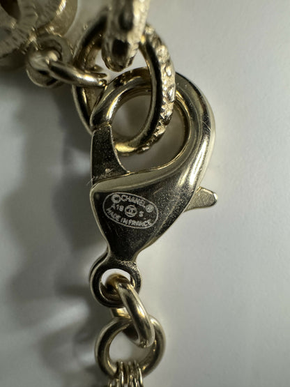 Chanel 18S Imitation Pearl & Woven Chain CC Necklace