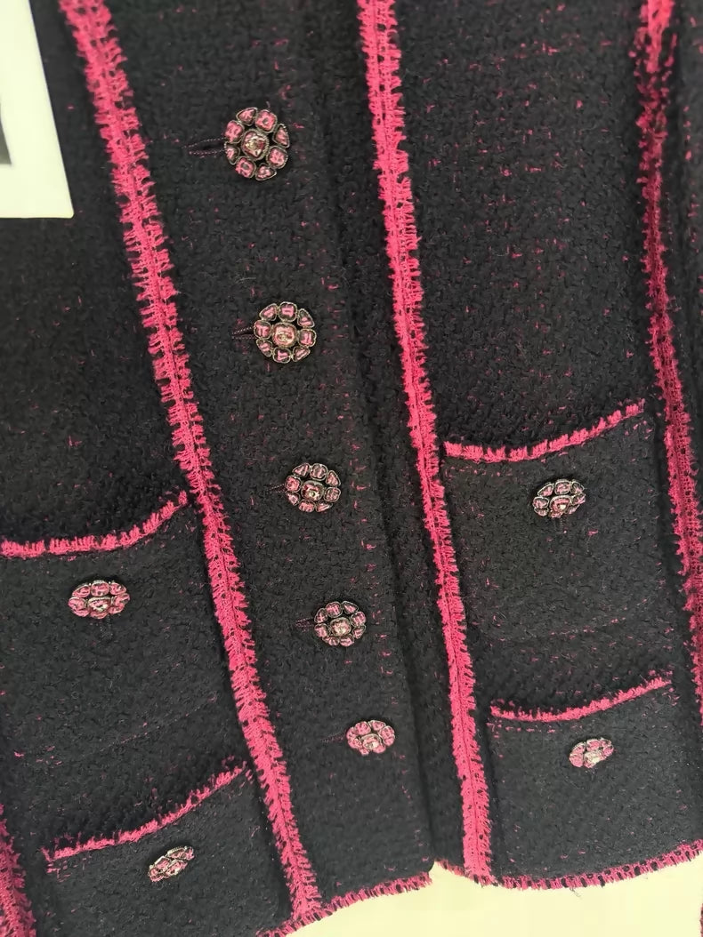 Chanel 22K black and red tweed jacket