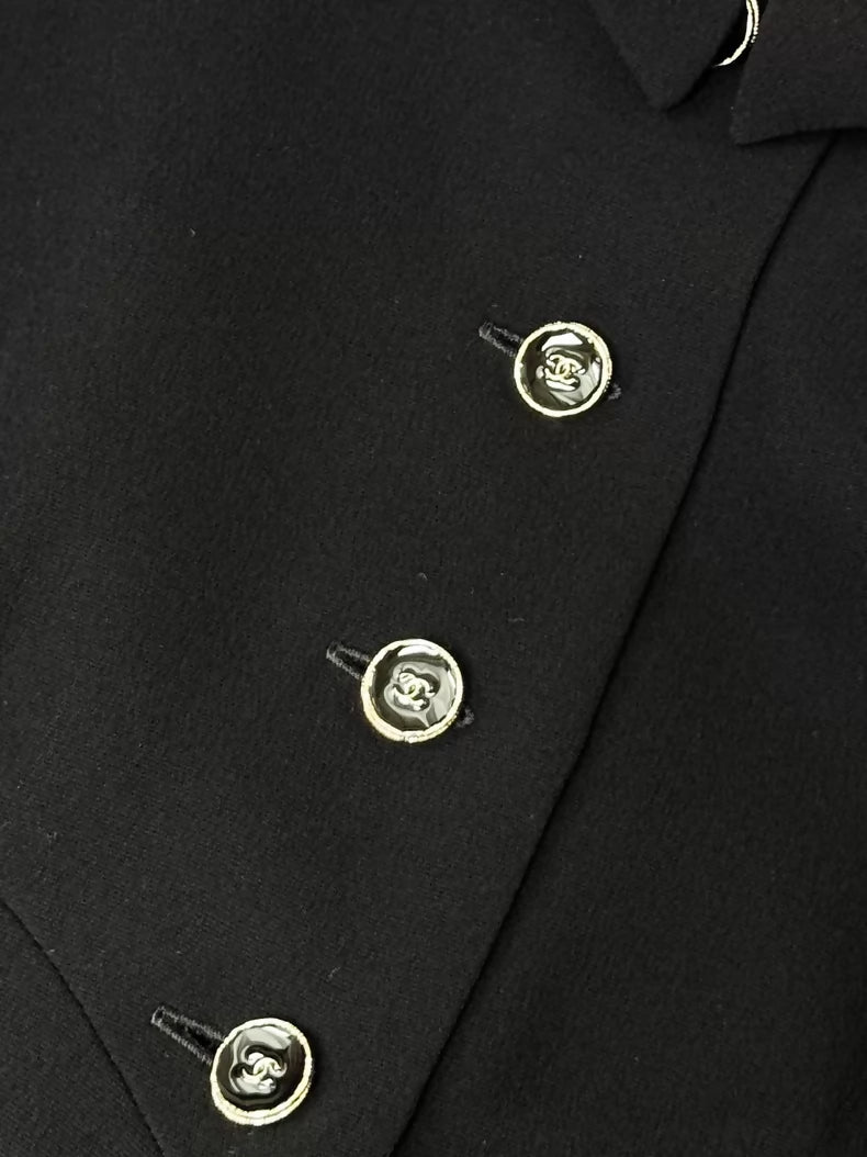Chanel 25B black silk cardigan