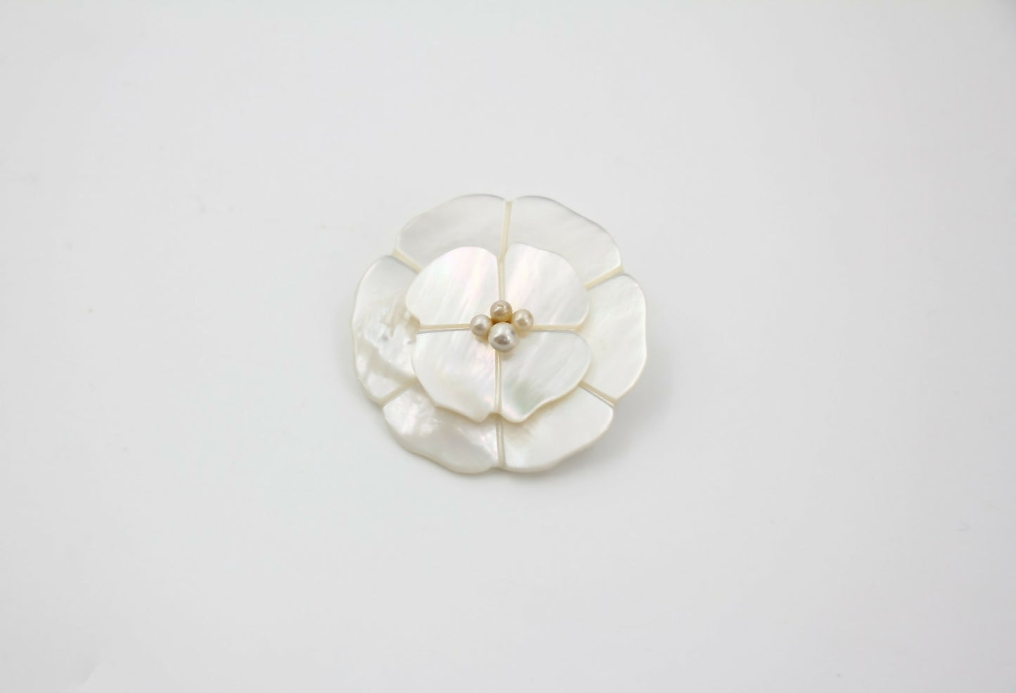 Chanel 98A Mother-of-Pearl Camellia Imitation Pearl Petal Brooch