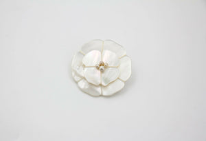Chanel 98A Mother-of-Pearl Camellia Imitation Pearl Petal Brooch