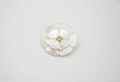 Chanel 98A Mother-of-Pearl Camellia Imitation Pearl Petal Brooch