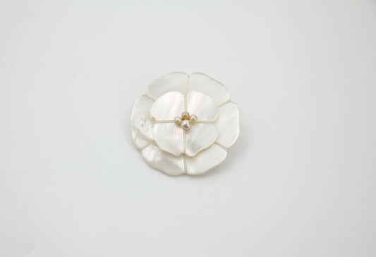 Chanel 98A Mother-of-Pearl Camellia Imitation Pearl Petal Brooch
