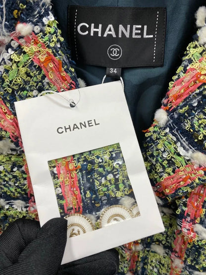 Chanel 20C Orange & Green tweed Jacket