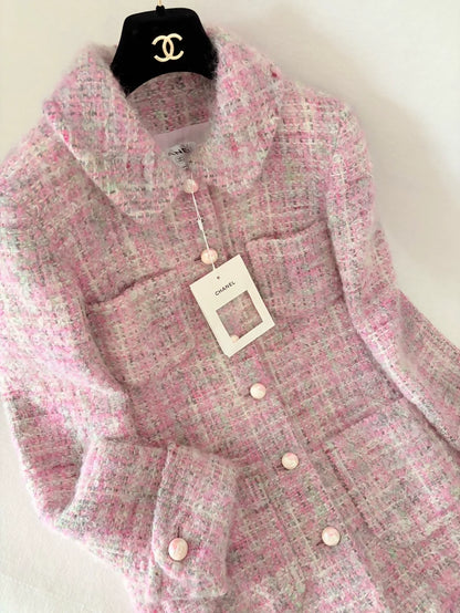 Chanel 25B Pink Tweed Long Coat