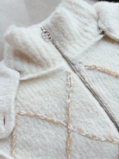 Chanel 23N white ecru Hooded Cardigan