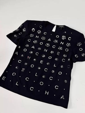 Chanel 21S Black Silk T-Shirt