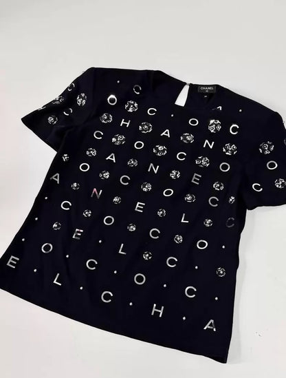 Chanel 21S Black Silk T-Shirt
