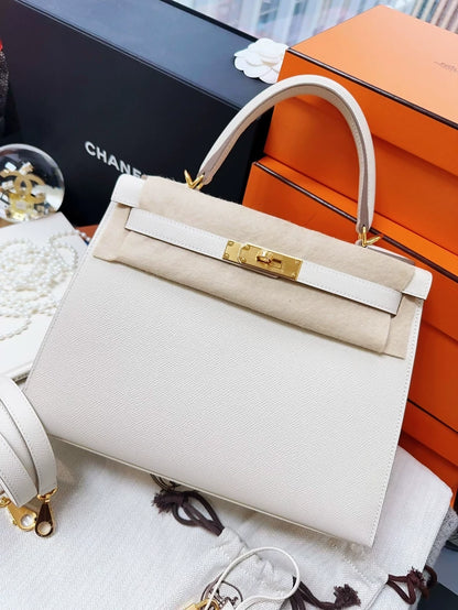 Hermes Kelly 28 ecru epsom leather gold hardware