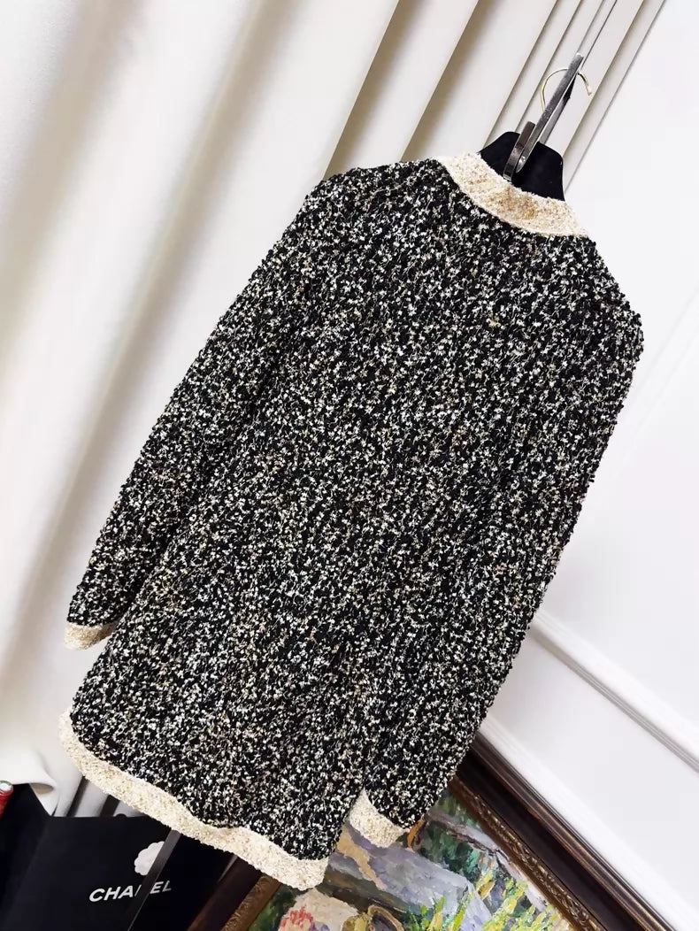 Chanel 19A tweed Egyptian gold thread knit cardigan