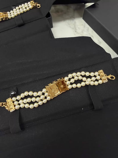 Chanel high-end three-layer pearl bracelet