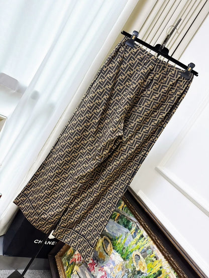FENDI monogram silk trousers