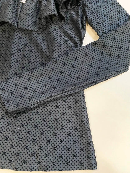 Chanel 24B black top with ruffles