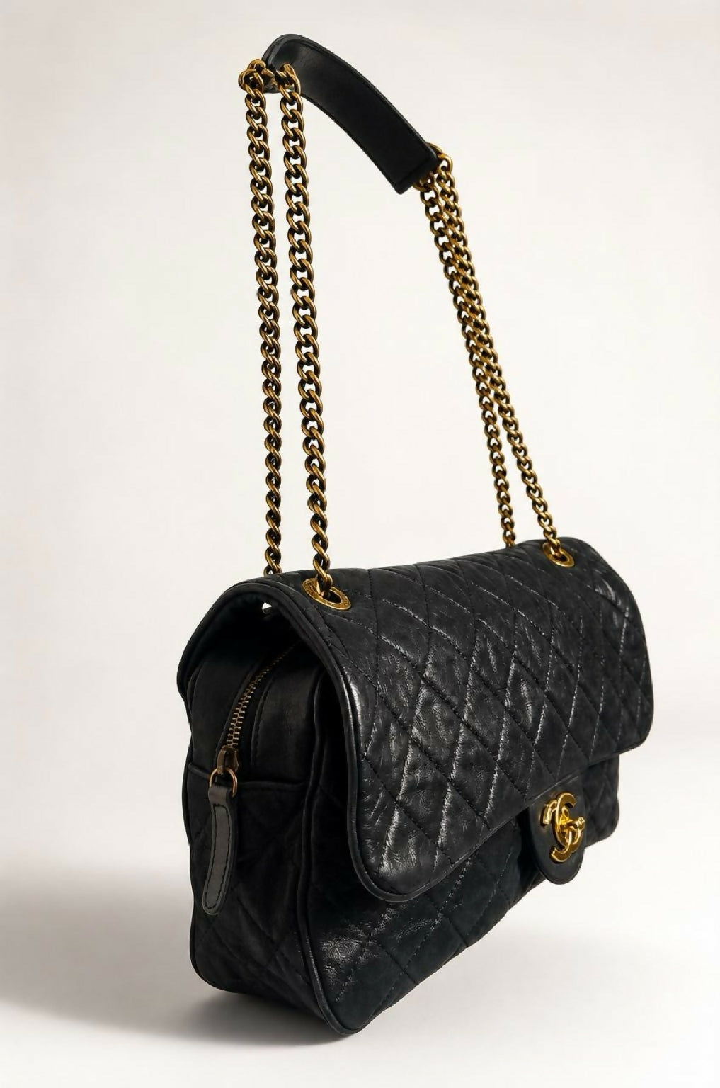 Chanel Black Quilted Iridescent Calfskin Shiva Jumbo Classic Flap Bag GHW