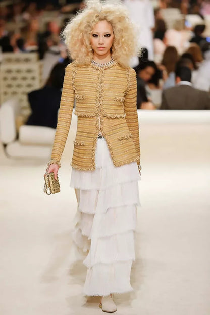 Chanel 2015 Paris–Dubai Gold Metallic Pearly Wallet on Chain