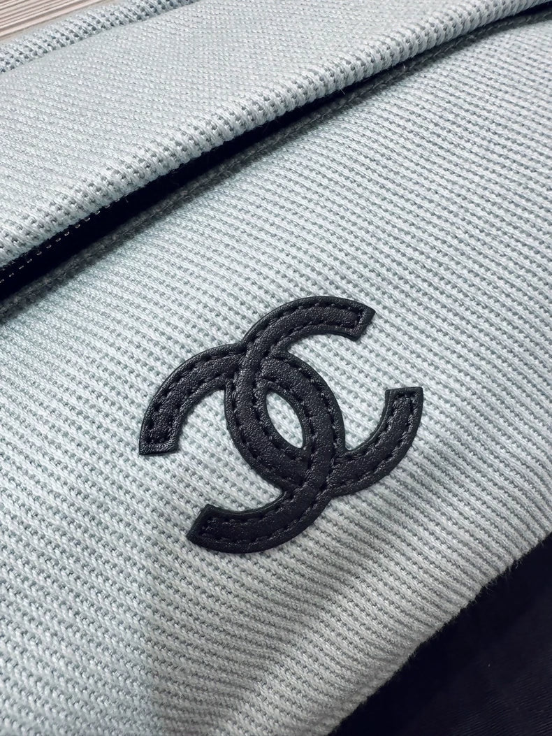 Chanel 26M Coco Beach series blue rugby ball canvas bag,