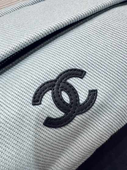 Chanel 26M Coco Beach series blue rugby ball canvas bag,