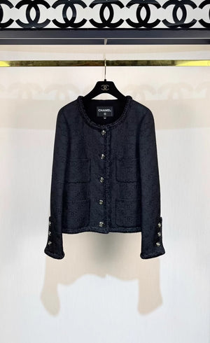 Chanel 21A Black Embossed Jacket