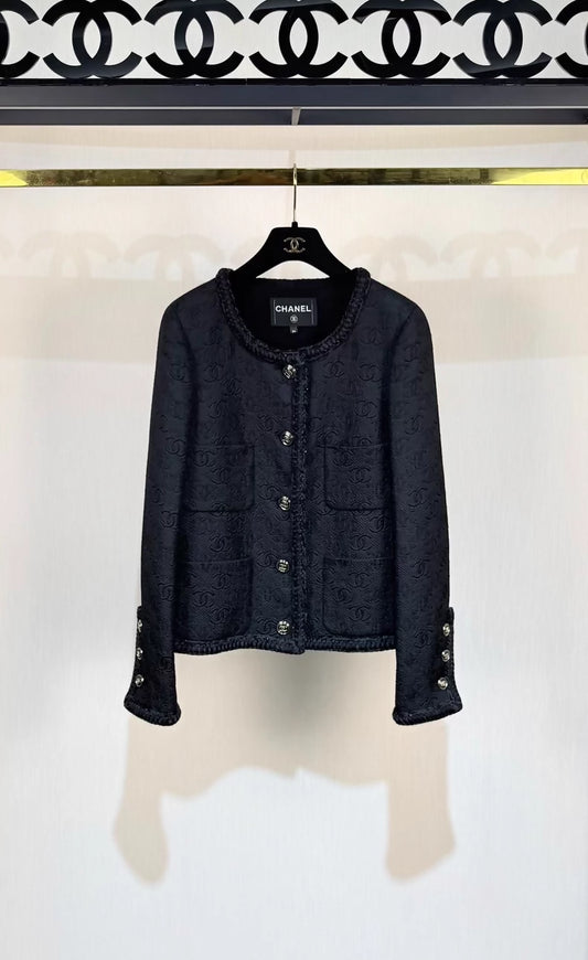 Chanel 21A Black Embossed Jacket