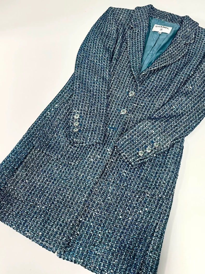Chanel 23p blue/green long coat