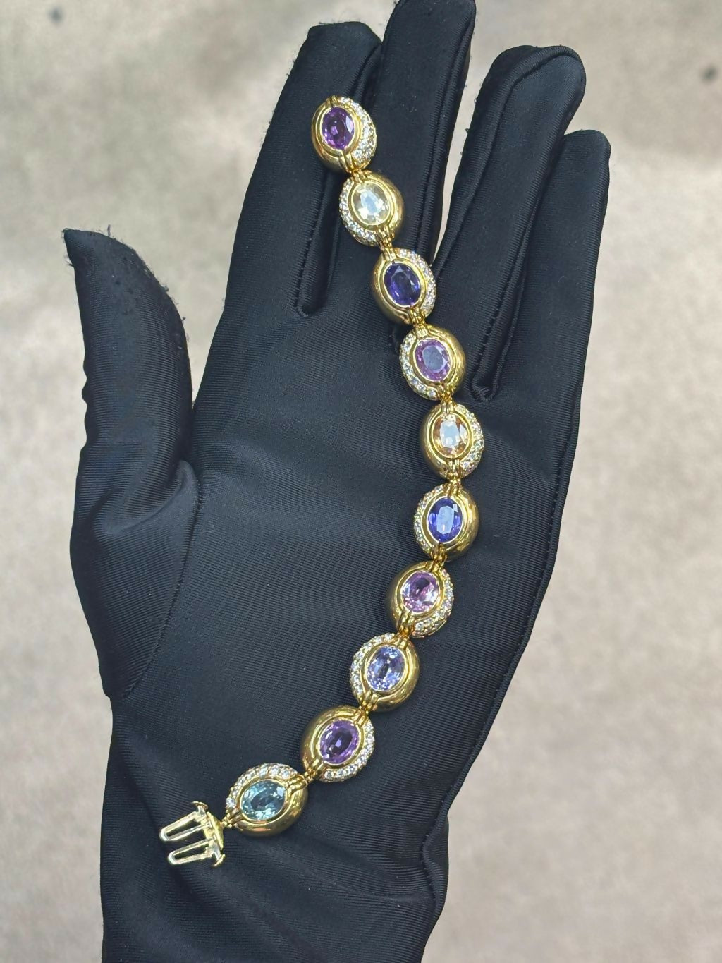 Bvlgari Certified Natural Unheated Multi Color Sapphire and Diamond Bracelet
