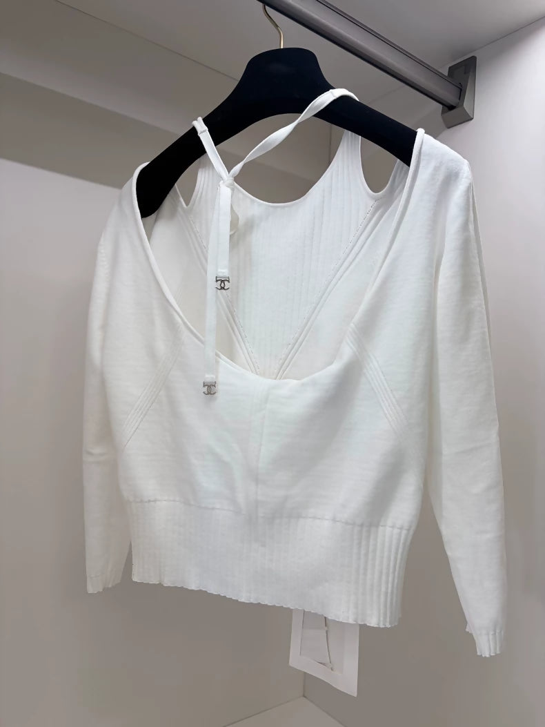 Chanel 24B White Knit top