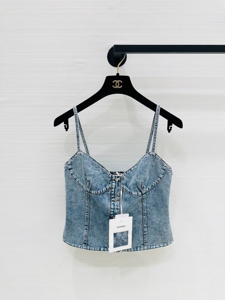 Chanel 25B blue denim top